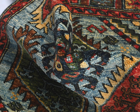 2x3 Blue Ersari Afghan Hand Knotted Veg Dye Wool Area Rug